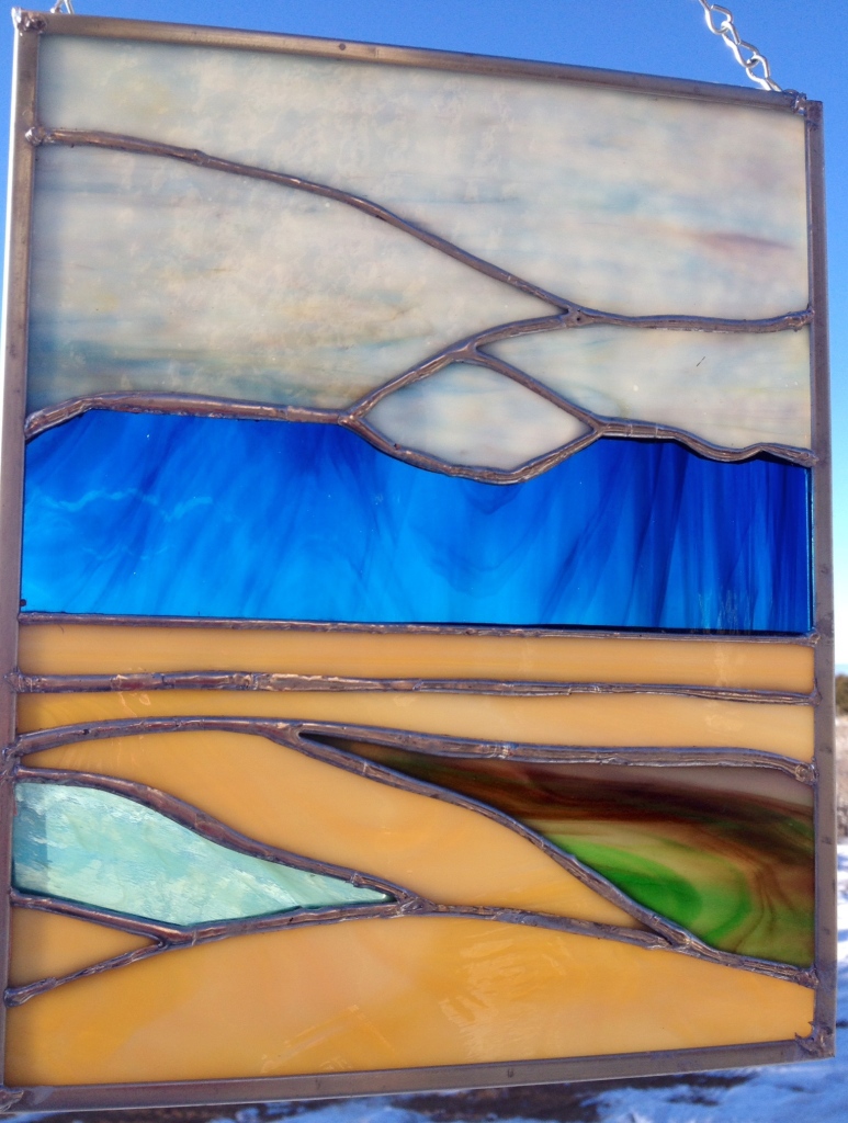 Meadowlark in stained glass. Artist, Marie Hooper